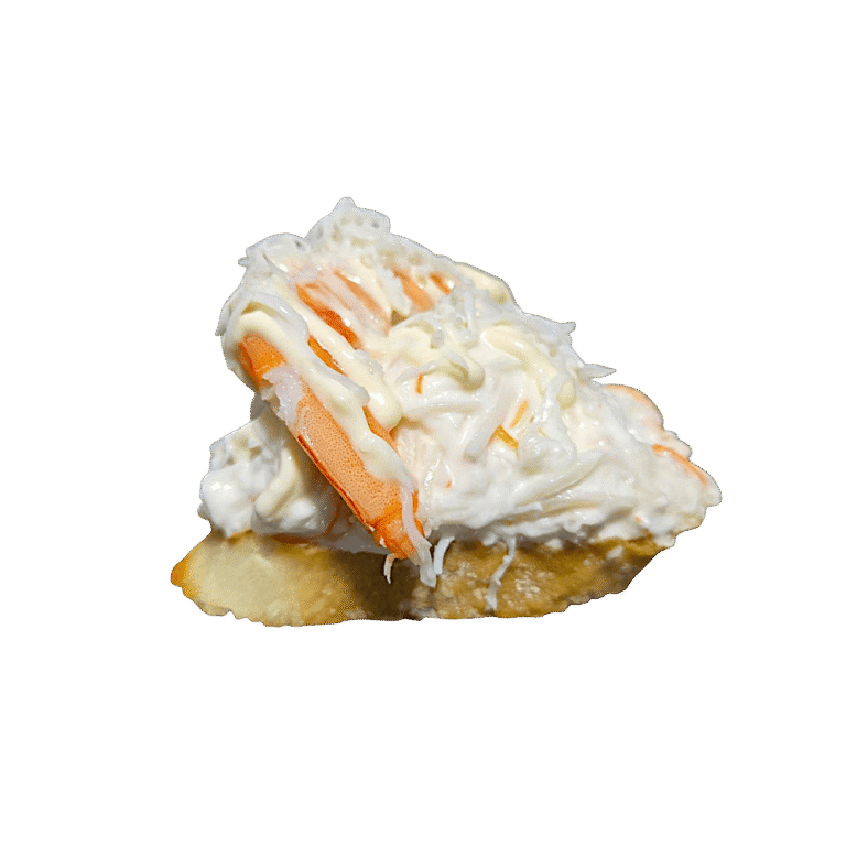 Pincho de ensalada de bocas de mar con langostino y huevo rallado